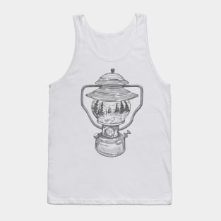 Camping Lantern with Mountain Hike Reflection Tank Top